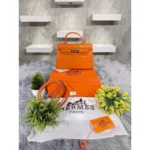 Premium Hermes Kelly 22 Leather Sling Bag Orange For Women (BT16) - stayhit.in