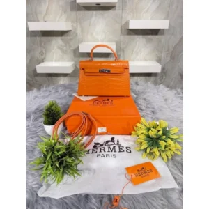 Premium Hermes Kelly 22 Leather Sling Bag Orange For Women (BT16) - stayhit.in