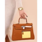 Premium Herms Kelly Colormatic Handbag 25 Swift Chai Lime Blue Brume For Women (BT22) - stayhit.in