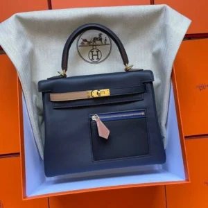 Premium Herms Kelly Handbag 25 Colormatic Shift Navy Blue For Women (BT23) - stayhit.in