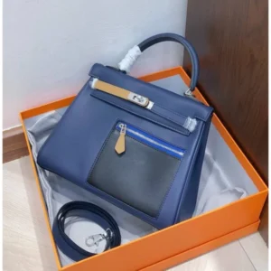 Premium Herms Kelly Handbag 25 Colormatic Shift Navy Blue For Women (BT23) - stayhit.in