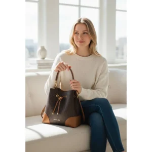 Premium Michael Kors Bucket Bag Coffee Brown With Dust Bag For Women (BT295) - stayhit.in