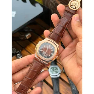 Premium Patek Philippe Watch Brown Working For Men (FGS48) - stayhit.in