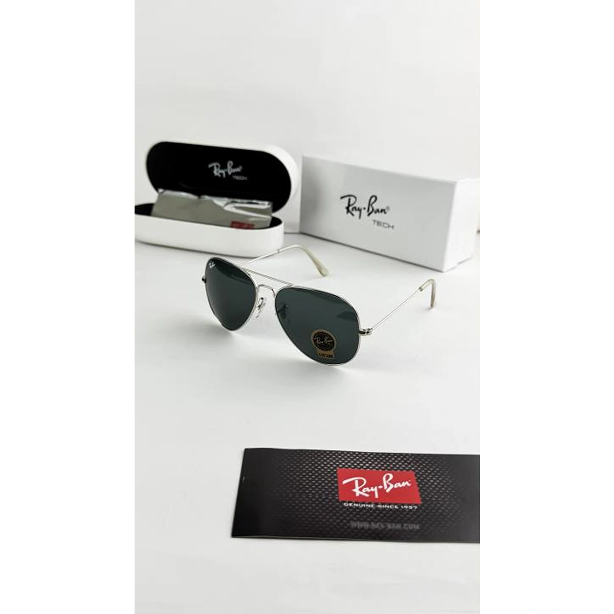 Premium Rayban Sunglasses Silver Black For Men (WS08) - stayhit.in