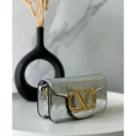 Premium Valentino V Logo Small Shoulder Bag Silver With Og Box For Women (BT239) - stayhit.in