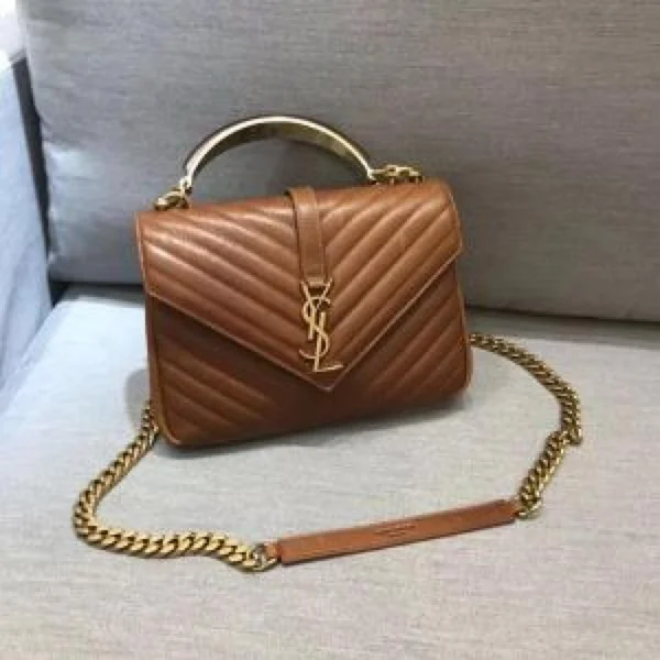 Premium Ysl Collage Shoulder Bag Brown Medium For Women (BOT2749) - stayhit.in
