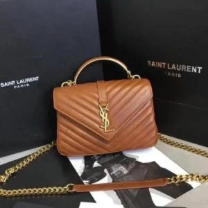 Premium Ysl Collage Shoulder Bag Brown Medium For Women (BOT2749) - stayhit.in