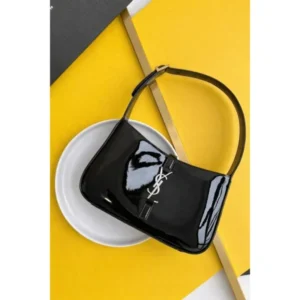 Premium Ysl Hobo Patent Leather Bag Black Silver With Og Box For Women (BT126) - stayhit.in