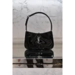Premium Ysl Hobo Patent Leather Bag Black Silver With Og Box For Women (BT126) - stayhit.in