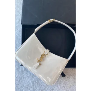 Premium Ysl Hobo Patent Leather Bag White Gold With Og Box For Women (BT127) - stayhit.in