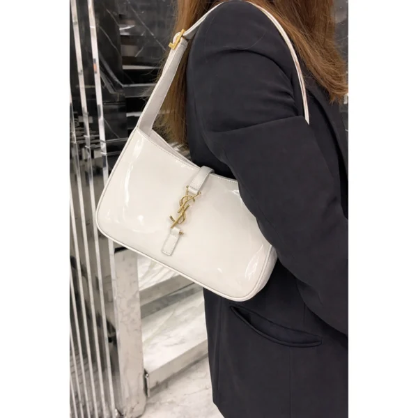 Premium Ysl Hobo Patent Leather Bag White Gold With Og Box For Women (BT127) - stayhit.in