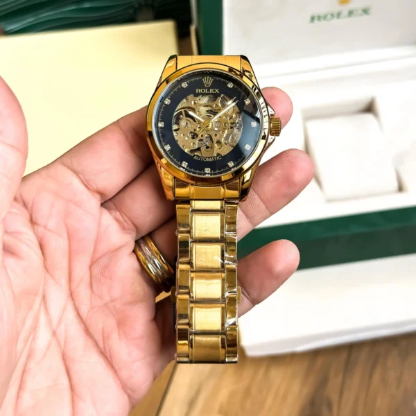Rolex Auto Watch Gold Black For Men Rolex Auto Watch Gold Black For Men