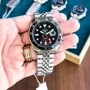 Seiko Gmt Watch Silver Gold Black For Men