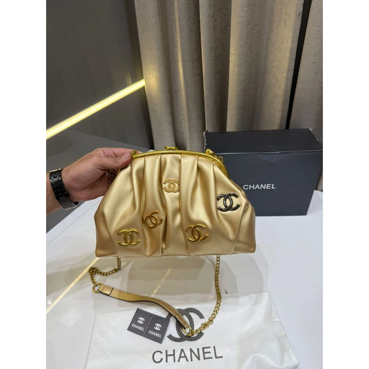 Stylish Chanel Limited Gold Bag Clutch With Og Box Packing For Women (LAB1164) (Copy) - stayhit.in Stylish Chanel Limited Gold Bag Clutch With Og Box Packing For Women (LAB1164) (Copy) - stayhit.in