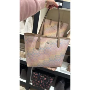 Stylish Coach Cb City Tote Bag Rainbow With Og Box Carry Bag For Women (SOS507) - stayhit.in