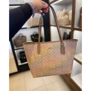 Stylish Coach Cb City Tote Bag Rainbow With Og Box Carry Bag For Women (SOS507) - stayhit.in