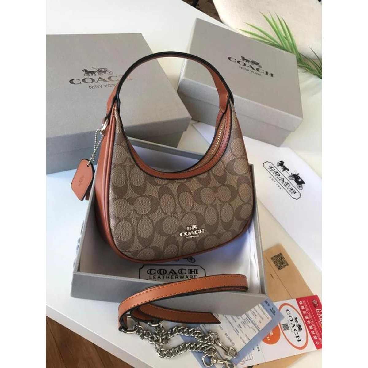 Stylish Coach Mini Crossbody Bag Apricot With Og Box Dust Bag For Women (BOT3776) - stayhit.in Stylish Coach Mini Crossbody Bag Apricot With Og Box Dust Bag For Women (BOT3776) - stayhit.in