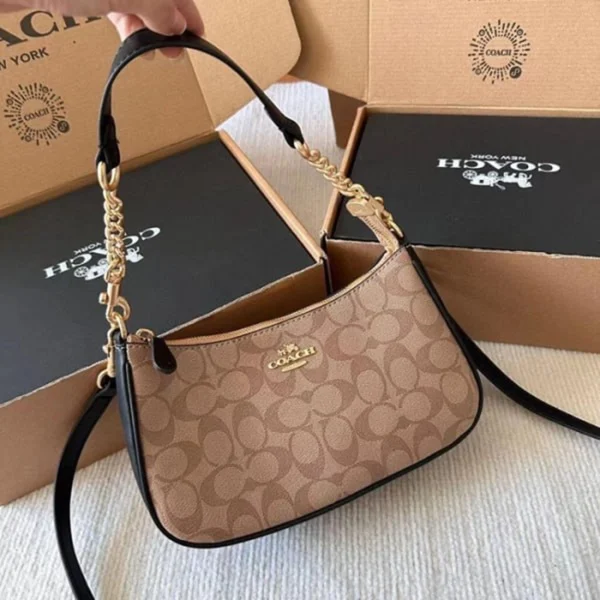 Stylish Coach Teri Apricot Shoulder Bag Black With Og Box For Women (BSF1744) - stayhit.in