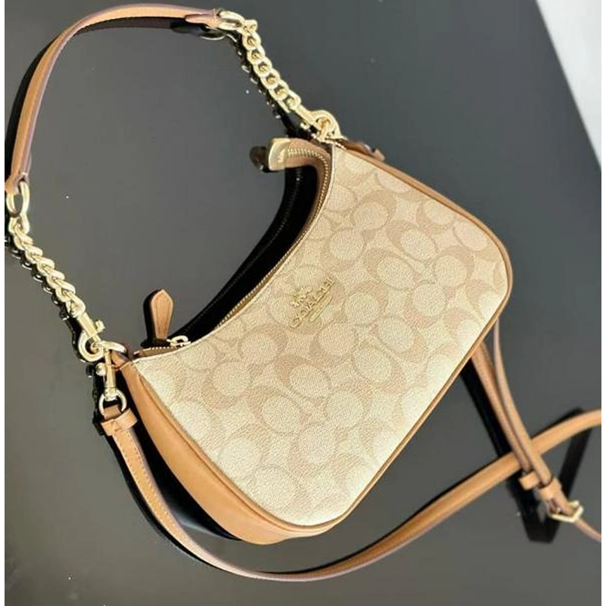 Stylish Coach Teri Shoulder Bag With Og Box Apricot Carmel For Women (BOT2615) - stayhit.in Stylish Coach Teri Shoulder Bag With Og Box Apricot Carmel For Women (BOT2615) - stayhit.in