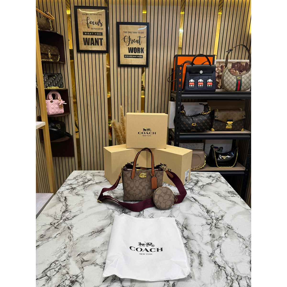 Stylish Coach Willow Tote Bag Monogram Canvas Mini For Women (JH422) - stayhit.in