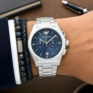 Stylish Emporio Armani Watch Silver Blue All Working For Men (SOS599) - stayhit.in