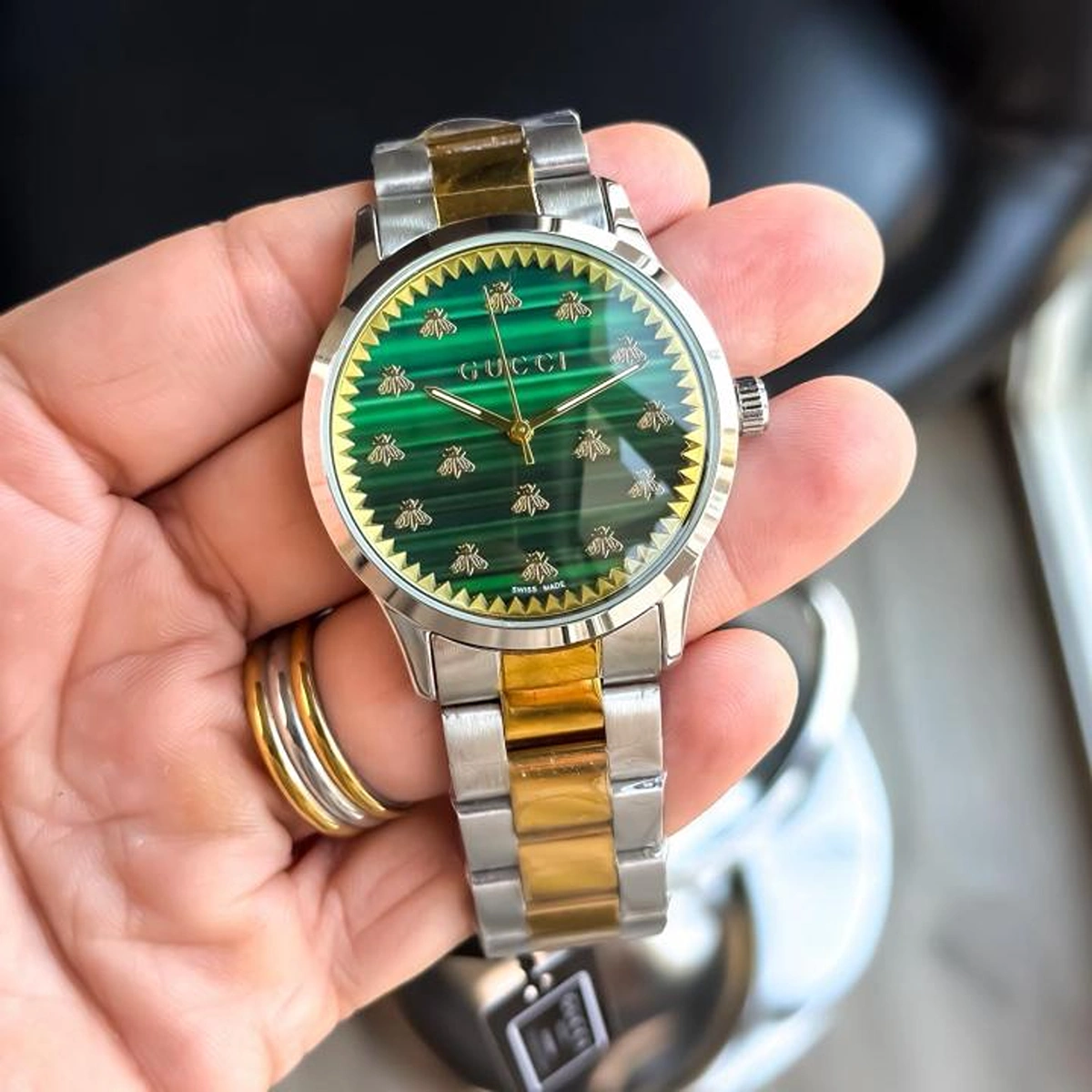 Stylish Gucci Watch Gold TT Green For Men (BOT3171) - stayhit.in Stylish Gucci Watch Gold TT Green For Men (BOT3171) - stayhit.in