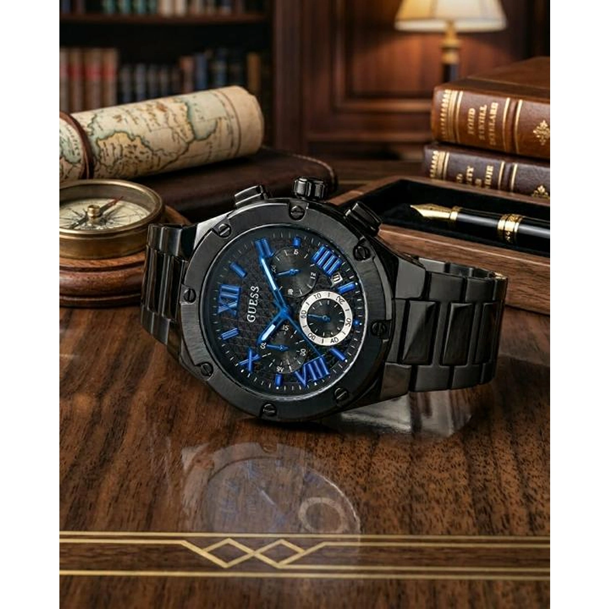Stylish Guess Square Chronograph Watch Black Blue For Men (BOT3348) - stayhit.in Stylish Guess Square Chronograph Watch Black Blue For Men (BOT3348) - stayhit.in