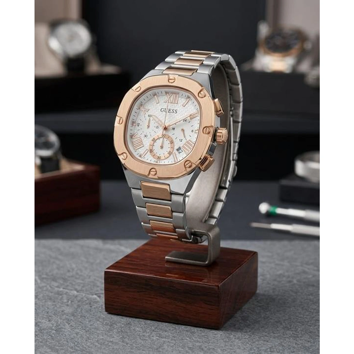 Stylish Guess Square Watch Two Tone Copper White For Men (BOT3344) - stayhit.in Stylish Guess Square Watch Two Tone Copper White For Men (BOT3344) - stayhit.in