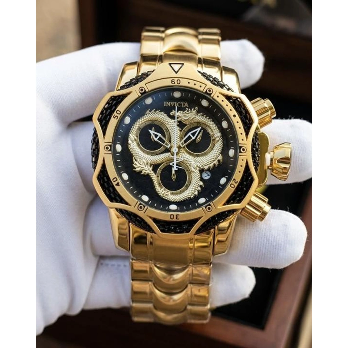 Stylish Invicta Watch Black Gold For Men (BOT3100) - stayhit.in Stylish Invicta Watch Black Gold For Men (BOT3100) - stayhit.in