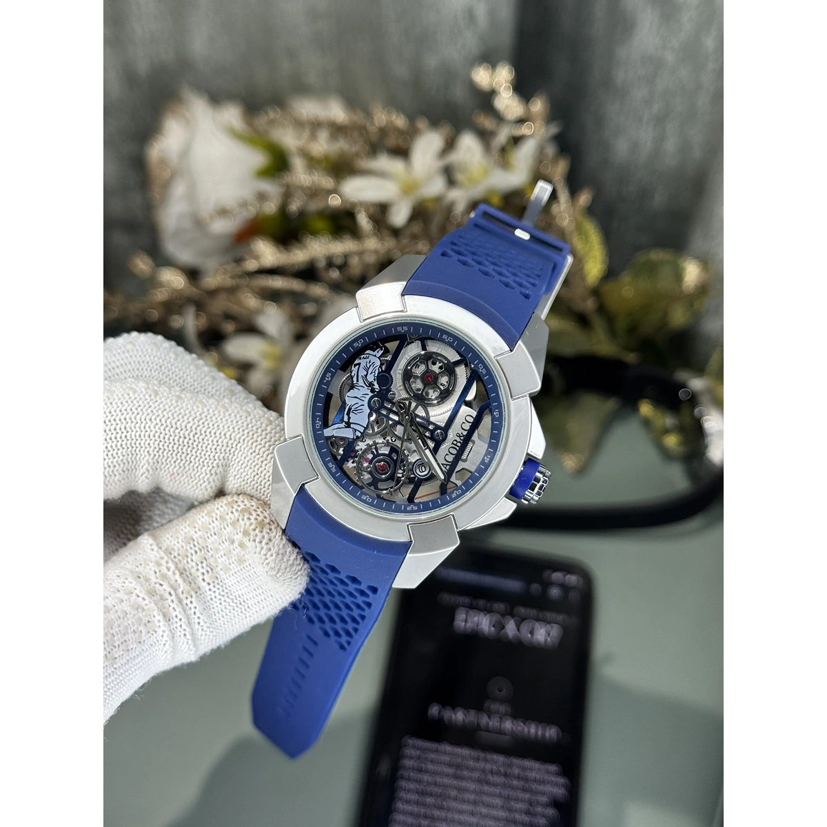 Stylish Jacob & Co. Cr7 Watch Silver Blue For Men (JH495) - stayhit.in
