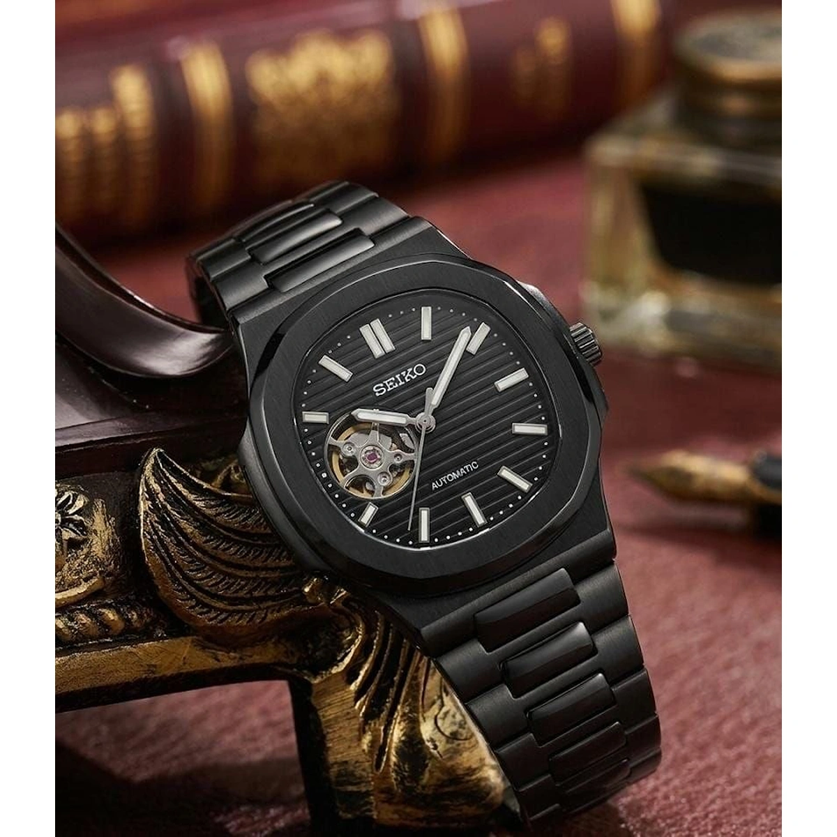 Stylish Seiko Mod Nautilus Watch Open Heart Automatic For Men (LAB796) - stayhit.in Stylish Seiko Mod Nautilus Watch Open Heart Automatic For Men (LAB796) - stayhit.in