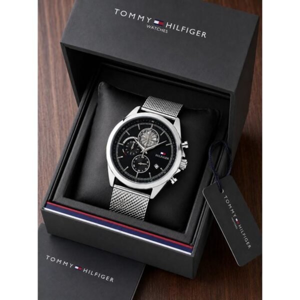 Tommy Hilfiger Watch Silver Black For Men Tommy Hilfiger Watch Silver Black For Men