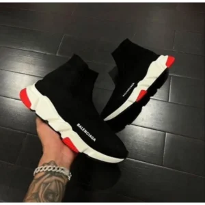 Elegant Balenciaga Speed Trainer Shoes Black Red For Men (SUP1388) - stayhit.in