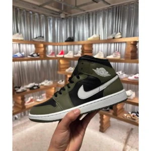 Premium Air Jordan Retro Shoes Mid Olive Black White For Men (SUP1086) - stayhit.in