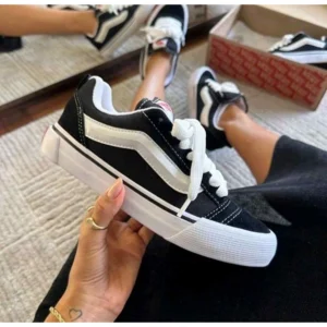 Premium Vans Knu Skool Shoes Black White For Men (SUP3143) - stayhit.in