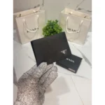Imported Prada Saffiano Leather Bifold Wallet With Og Box For Men (BOT4130) - stayhit.in